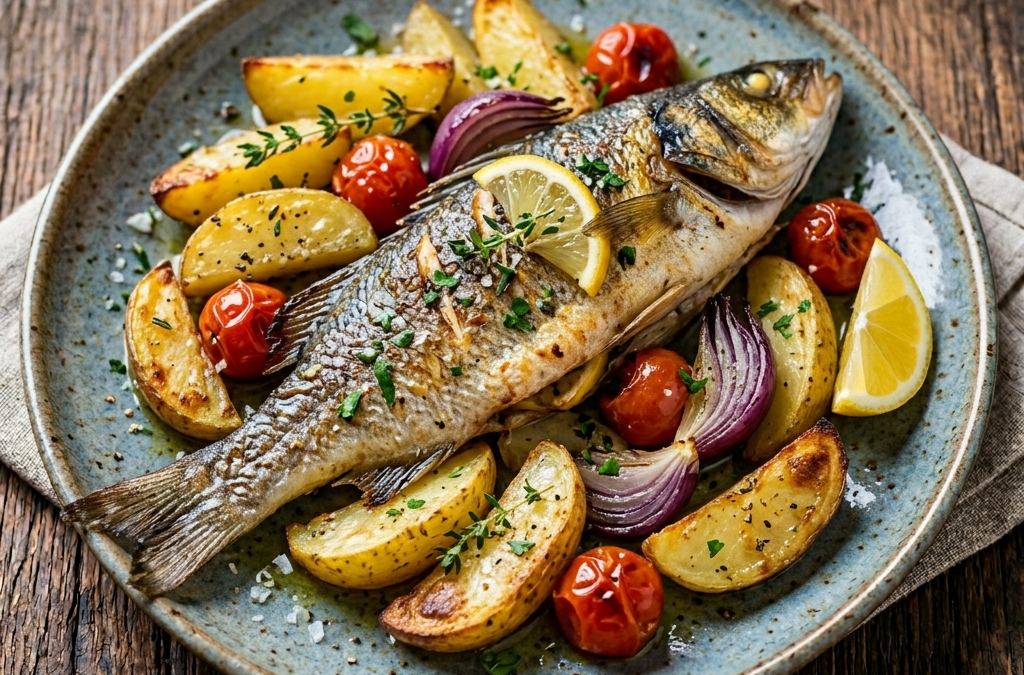 Branzino al forno con patate