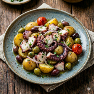 Polpo tiepido con patate e olive