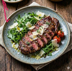 Tagliata di manzo con rucola e grana