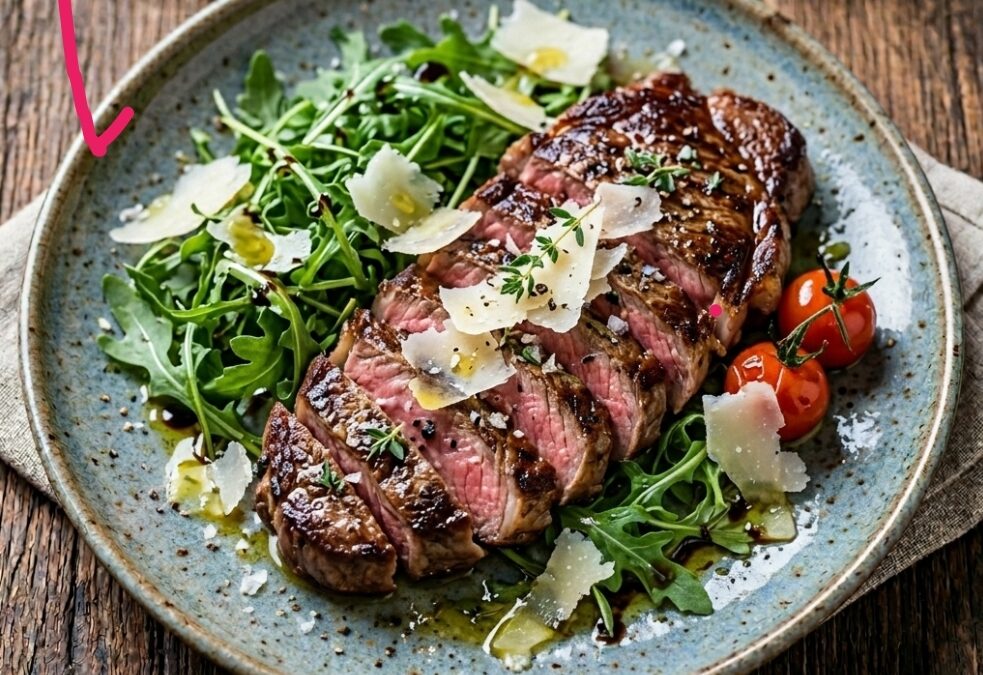 Tagliata di manzo con rucola e grana